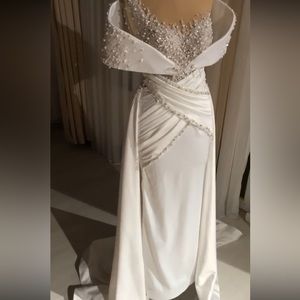 Satin Pearled Wedding Dress Valdrin Sahiti inspired